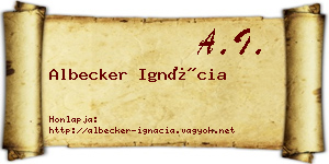 Albecker Ignácia névjegykártya